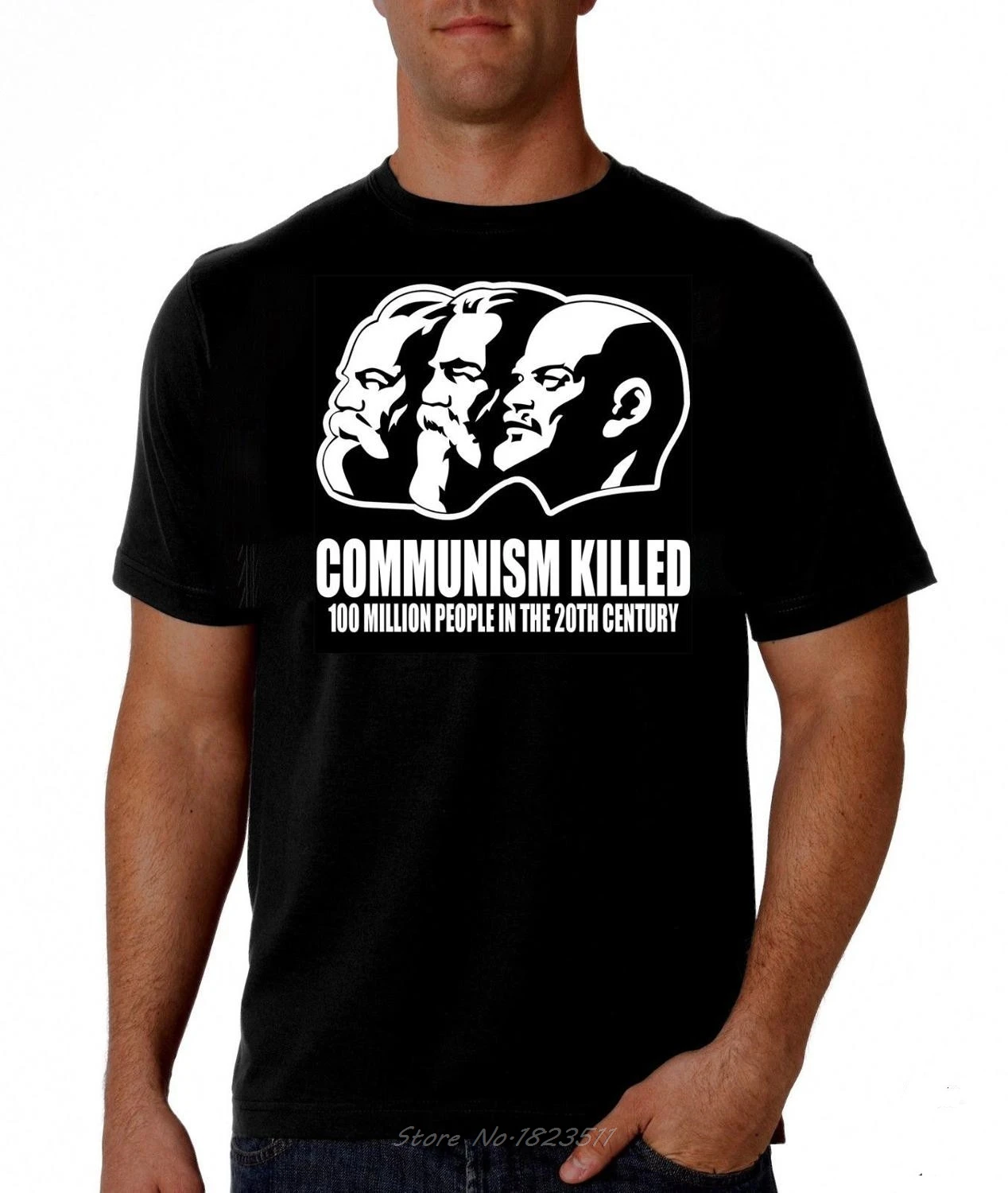 Communism Killed Marx Anti Communist Anti Socialism Maga Qanon T Shirt Casual Men Cotton T-shirt Funny Tshirt Tees Harajuku