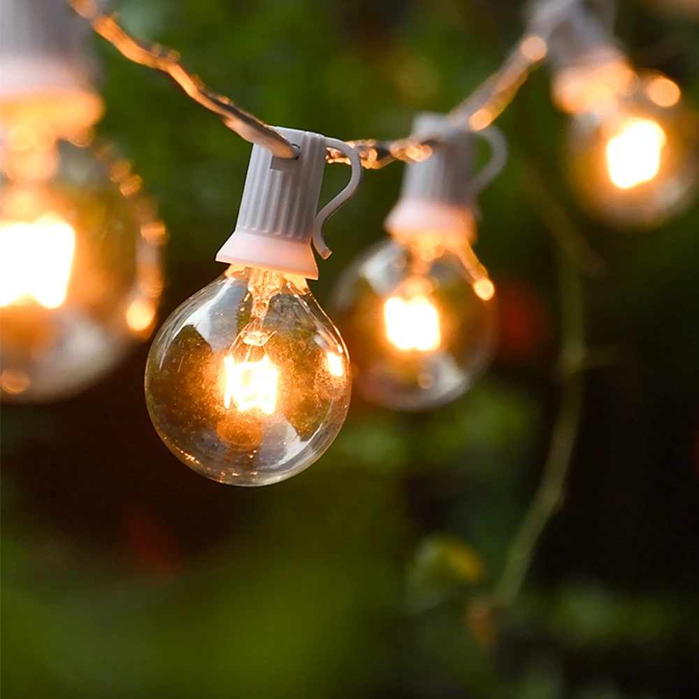 30M Outdoor String Light Globe Bulb White Ball Lights Garland String Fairy Christmas Wedding Garden Party For Hanging Camping