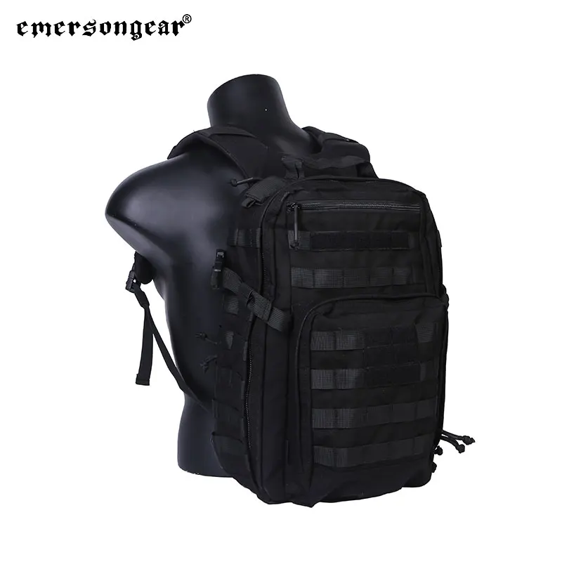 Emersongear 전술 도시 슬림 백팩, 다기능 숄더백, 허리 팩 파우치, Molle 전투 사냥 하이킹 나일론 BK, 21L