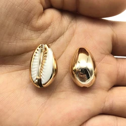 10pcs charm cowrie shell beads golden connection for fashion jewelry making DIY handmade bracelet necklace accessories