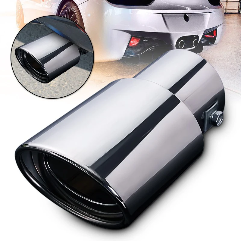 

62MM Universal Chrome Car Auto Exhaust Pipe End Tip Muffler Rear Round Pipe Stainless Steel Mounting On 2.4inch Modified