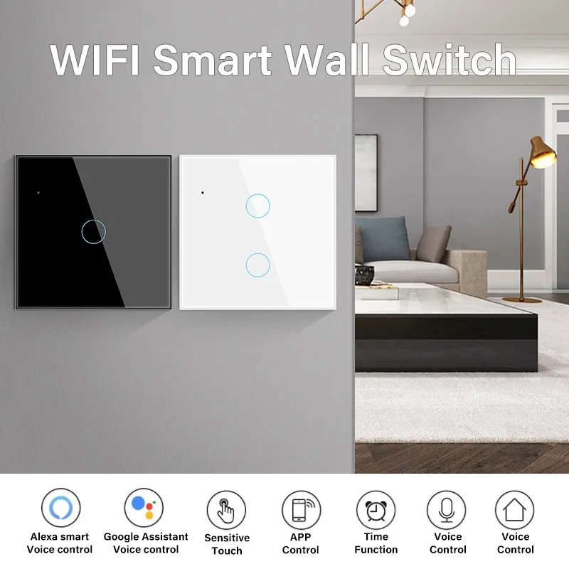 Tuya WiFi Smart Light Switch With Neutral Wire 1 2 3 4 Gang Touch Sensor Smart Wall Switch Smart Home Control Alexa Google Home