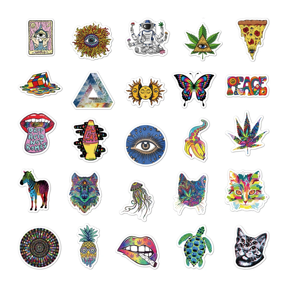 10/30/50pcs Cartoon Psychedelic Gothic Cool Stickers Aesthetic Art Graffiti Decals Skateboard Fridge Guitar DIY Sticker Kids Toy