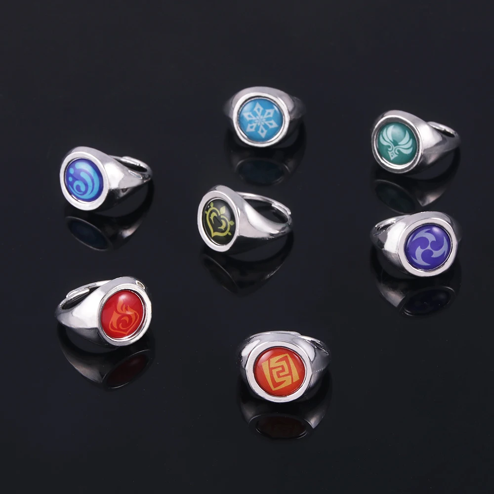 Anime Game Genshin Impact Ring delicato Craft Mengpa Finger Decoration Ring per le donne Party Men cosplay gioielli Casual regalo per bambini