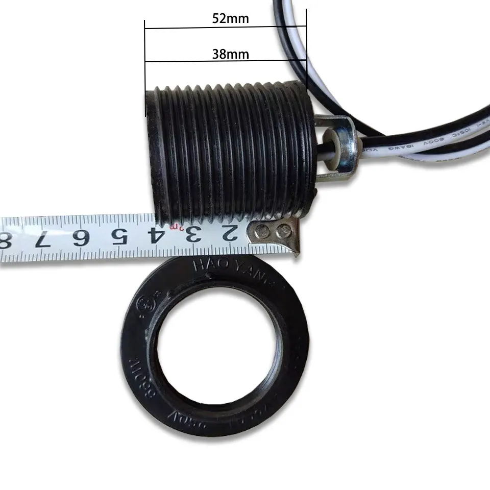 5pcs E27 Full Threaded Lamp Holder With Ring Cable M10 Black Bracket Plastic Lamp Cap Adapter Base Socket