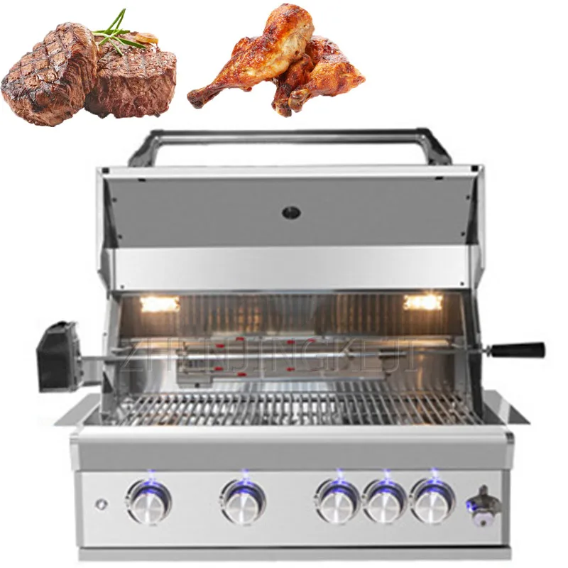 

Commercial Built-in Stainless Steel Large Grill No Oil Smoke Barbecue Table Courtyard Villa Gas Charcoal Home Roast Meat Machine