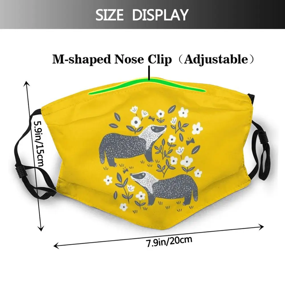 Badgers Adult Kids Anti Dust Filter Diy Mask Badgers Badger Yellow Yellow And Gray Cute Badgers Badger Lover Animals Badger