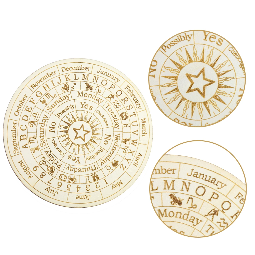 Image 5: Planche à pendule de Divination en bois, douze Constellations, signe, décoration de maison, étoile, soleil, lune, autel, panneau d'affichage, dessous de verre de méditation, artisanat
