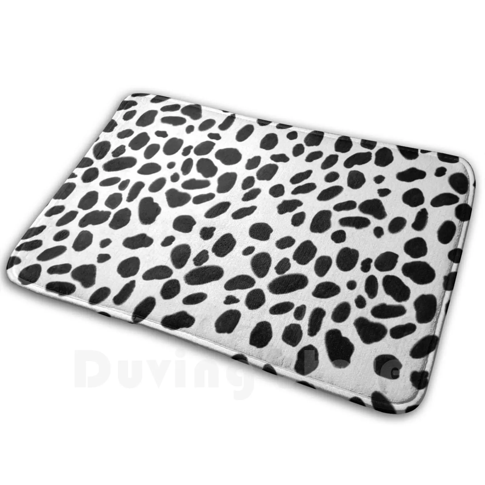 Dalmatian Spots Black And White Print Soft Non-Slip Mat Rug 2221 Carpet Cushion Black And White Spots Polka Dots Dalmatian