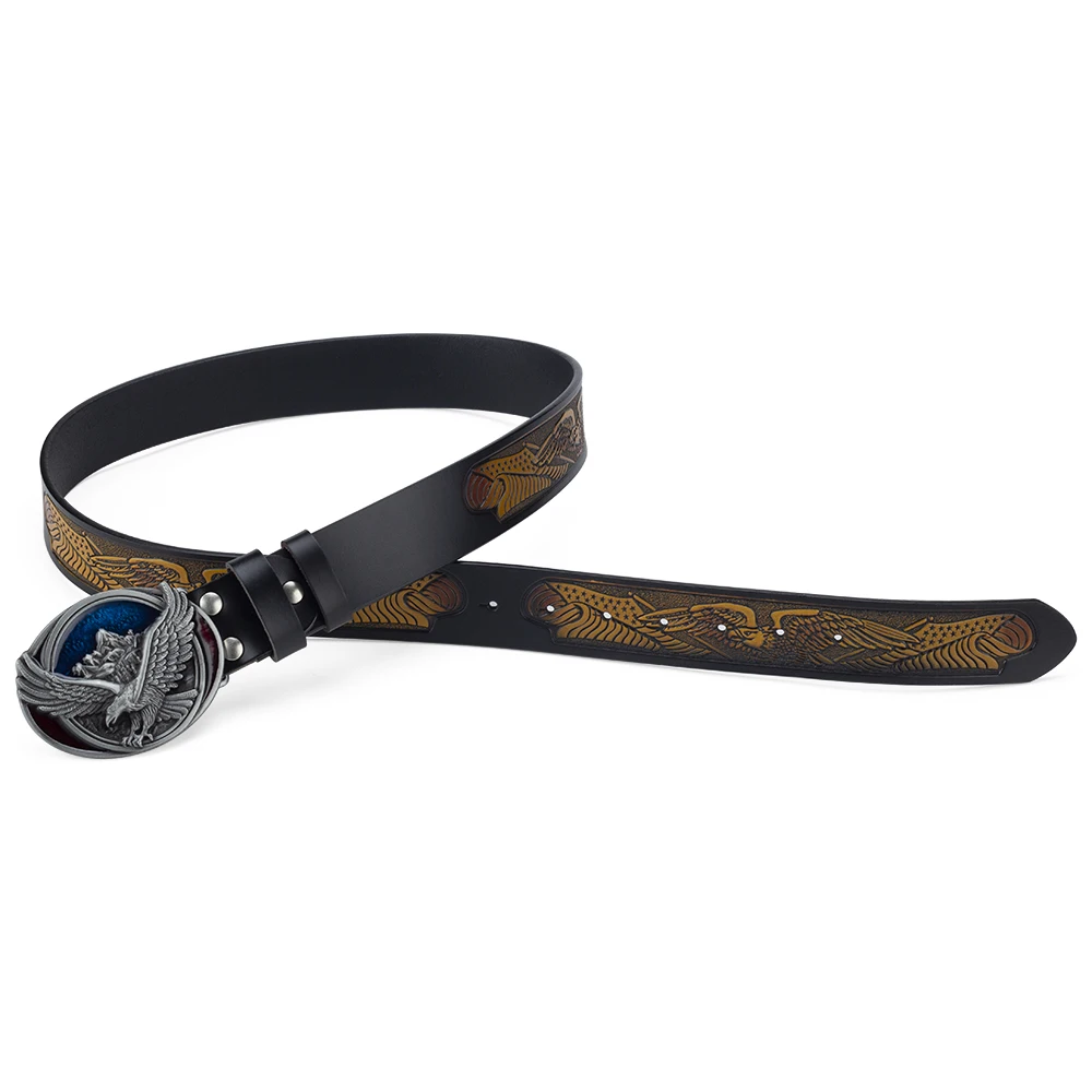 Spread Your Wings And Fly Eagle Buckle Genuine Leather Belt For Man