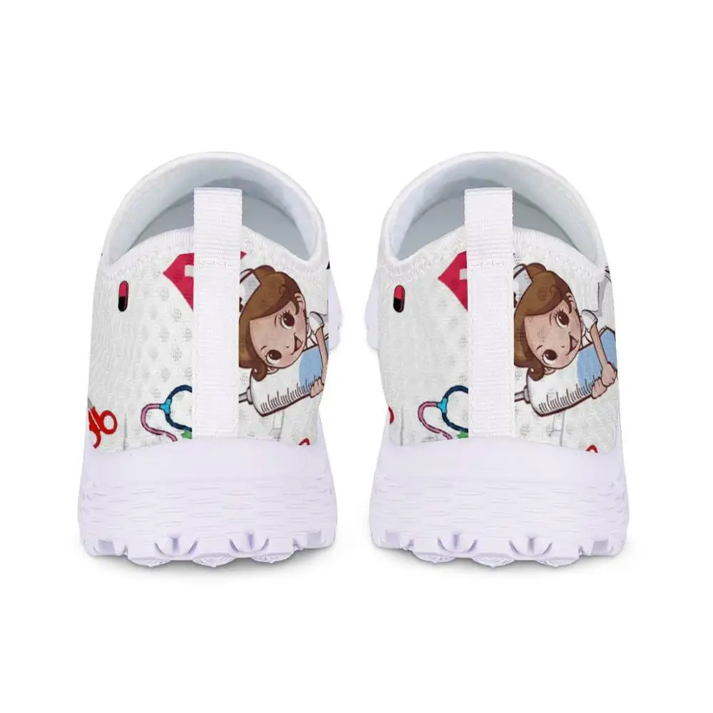 INSTANTARTS Nurse Shoes Summer Flats Women Shoes Mesh Sneakers Shoe Woman Cartoon Doctor Hospital Skech Print zapatos de mujer