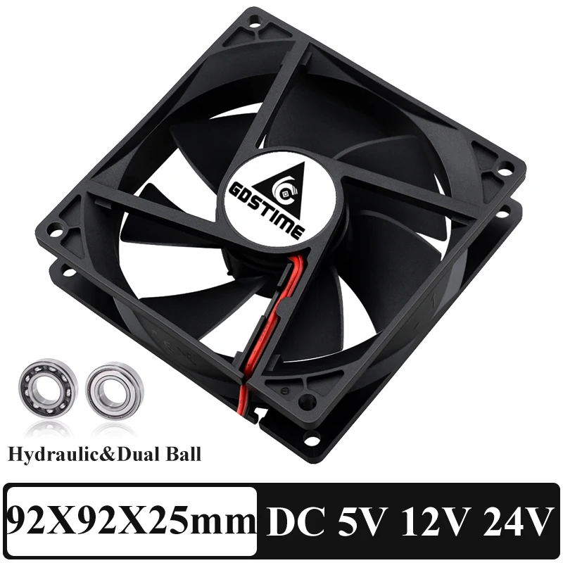 Gdstime 90mm 5V 12V 24V 2PIN 3PIN USB Brushless DC Cooling Fan 92mmx92mmx25mm PC Case Exhaust Radiator Cooler Fan 9225 9cm