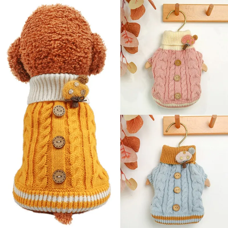 Dog Cat Sweater Hoodie Preppy Style Coat Jacket Pet Puppy Winter Warm Clothes Apperal for Dogs Cats Small Medium 3 Colours