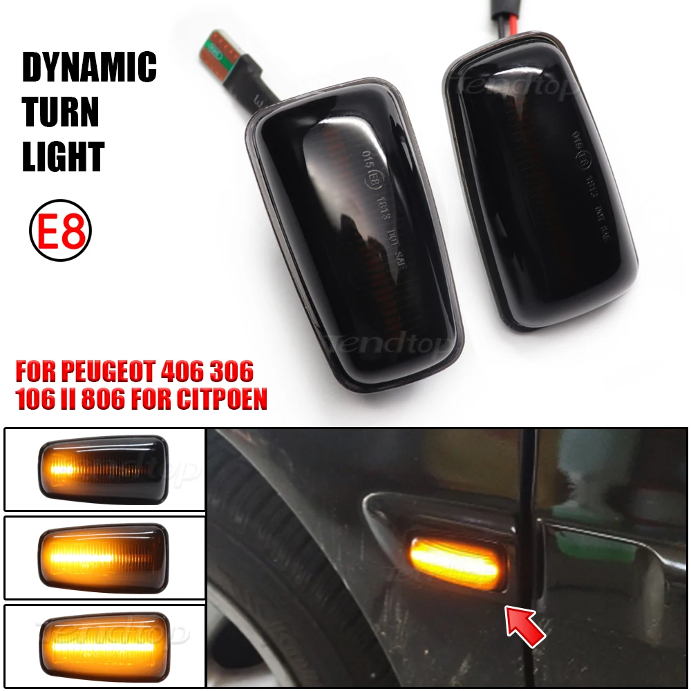 For Peugeot 306 106 406 806 Citroen XM ZX Break Xsara Xantia Fiat Dynamic Blinker LED Turn Signal Side Light Car Assessories