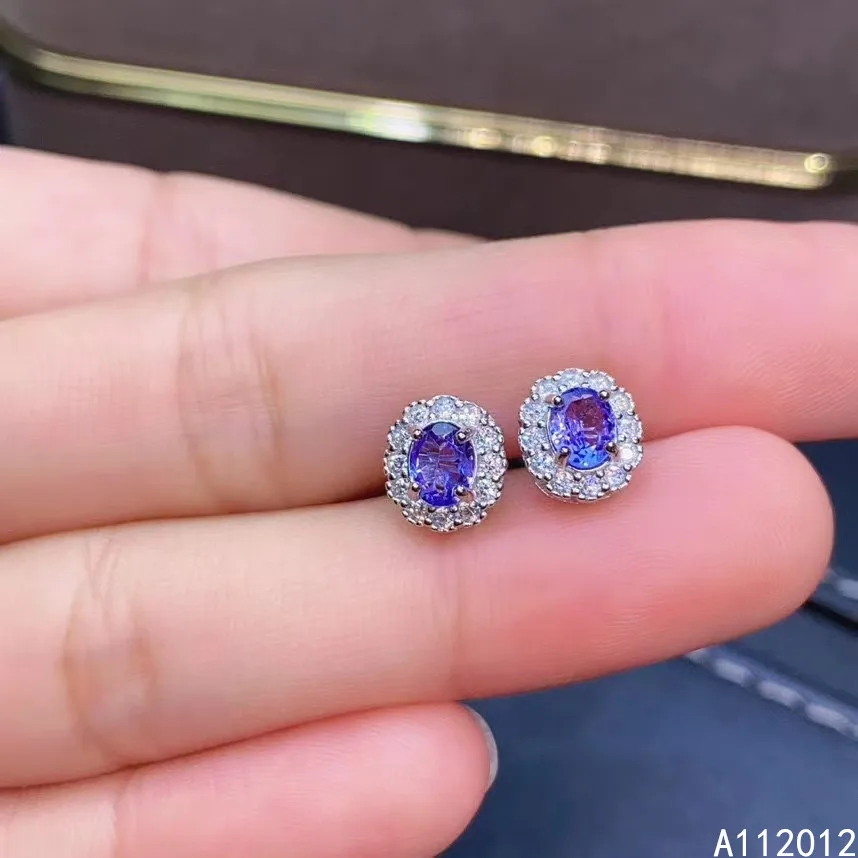 

KJJEAXCMY fine jewelry natural Tanzanite 925 sterling silver luxury girl earrings new Ear Studs support test hot selling