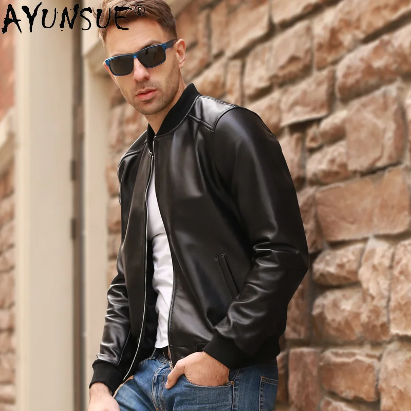 Sheepskin 100% Leather Jacket Men Short New Men's Clothing Autumn Winter Coat Mens Chaqueta Cuero Hombre LXR390