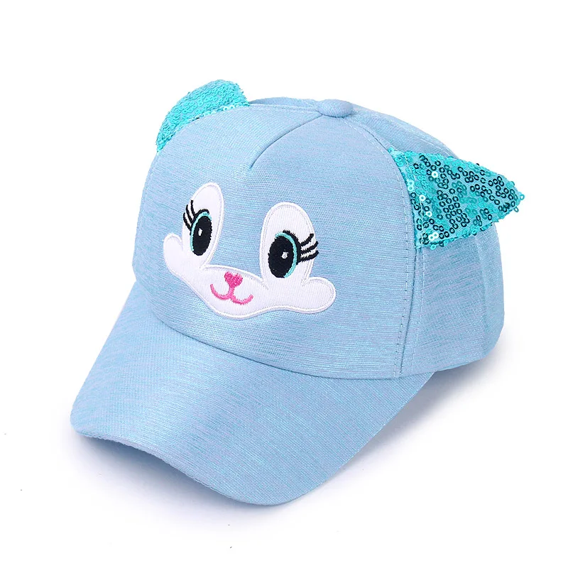 Spring Child Cartoon Baseball Cap 2 to 8 Years old Sequin Ears Summer Hip Hop kids Korean Hats Boys Girls Caps Snapback Hat