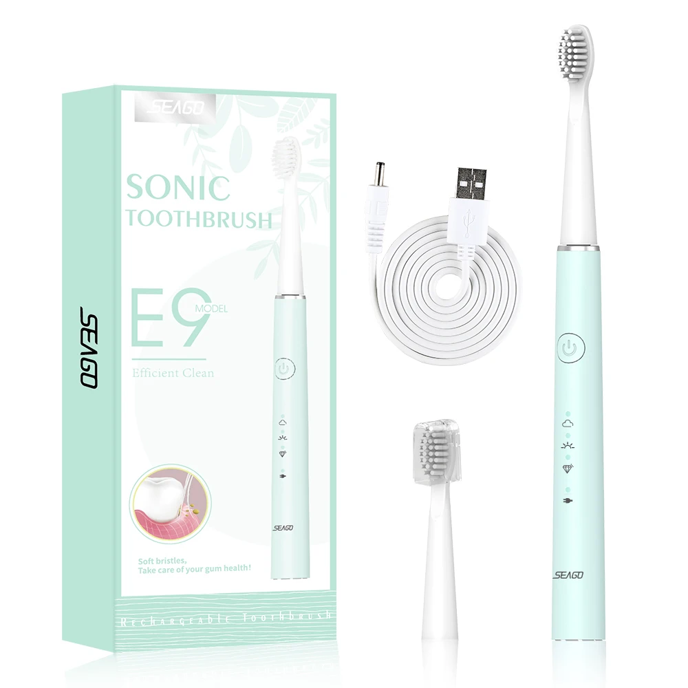 2020 ใหม่USBชาร์จไฟฟ้าแปรงสีฟันแปรงฟันSonicสำหรับหญิงสาว 8 หัวแปรงนุ่ม