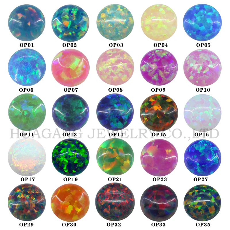 OP01-OP74 Opal Loose Beads Flat Base Cabochon Mixed Synthetic Created Gemstones Round Multicolor Opal Stones For Jewelry