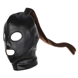 Adult Product SM Sex Toys BDSM Sex Mask Female Leather Head Mask with Wigs Cosplay Sexy Costumes Slave Props Adult Games