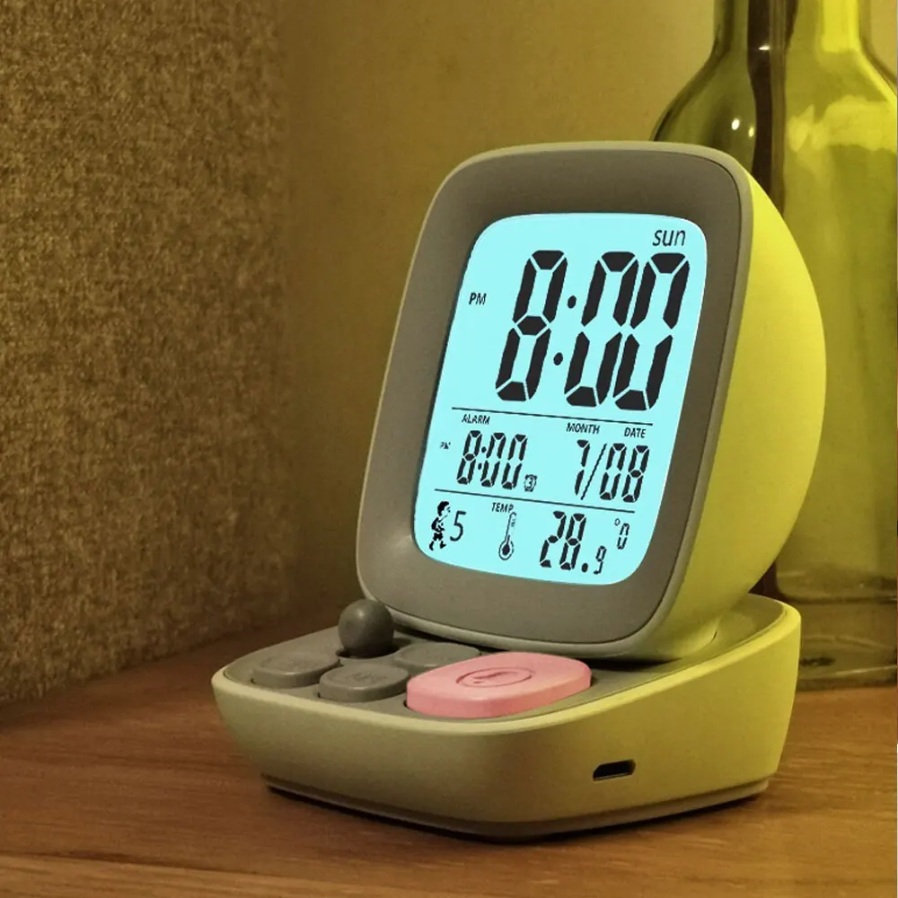 Alarm Clock Retro Small Computer Children\'s Digital Table With Lamp Electronic Bedroom Bedside Living Room Simple Silent Gift