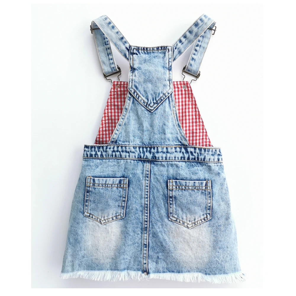 4-6T Girls Sundress Spring Summer Kids Overalls Pinafore Dress Denim Clothes Suspender Bib dresses Straps Children Clothing