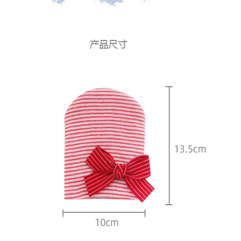 Cute Winter Newborn Baby Girl Comfy Dot Plaid Bowknot Hospital Cap Beanie Hat Knitted Striped Baby Girl Caps Beanie Toddler Hats