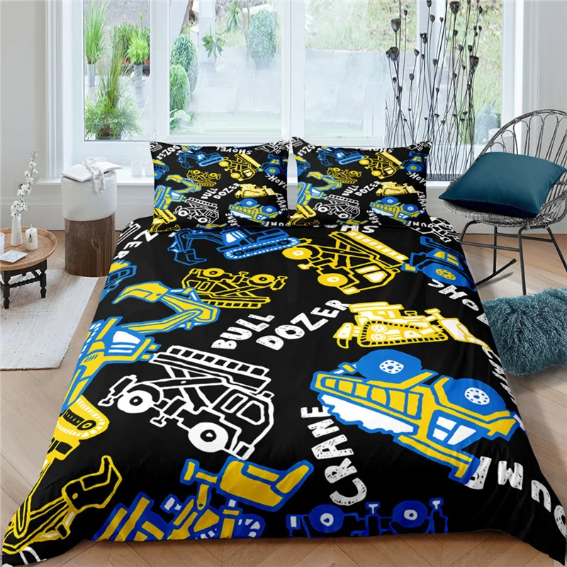 

Bedding Sets Luxury 3D Cartoon Truck Print 2/3Pcs Duvet Cover Pillowcase for Kids Adult Home Textile Single/Queen/King Size