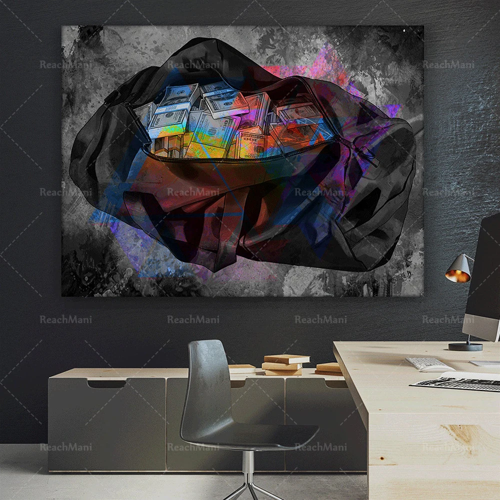 Money bag canvas print wall art office decoration pop art print - view 4
