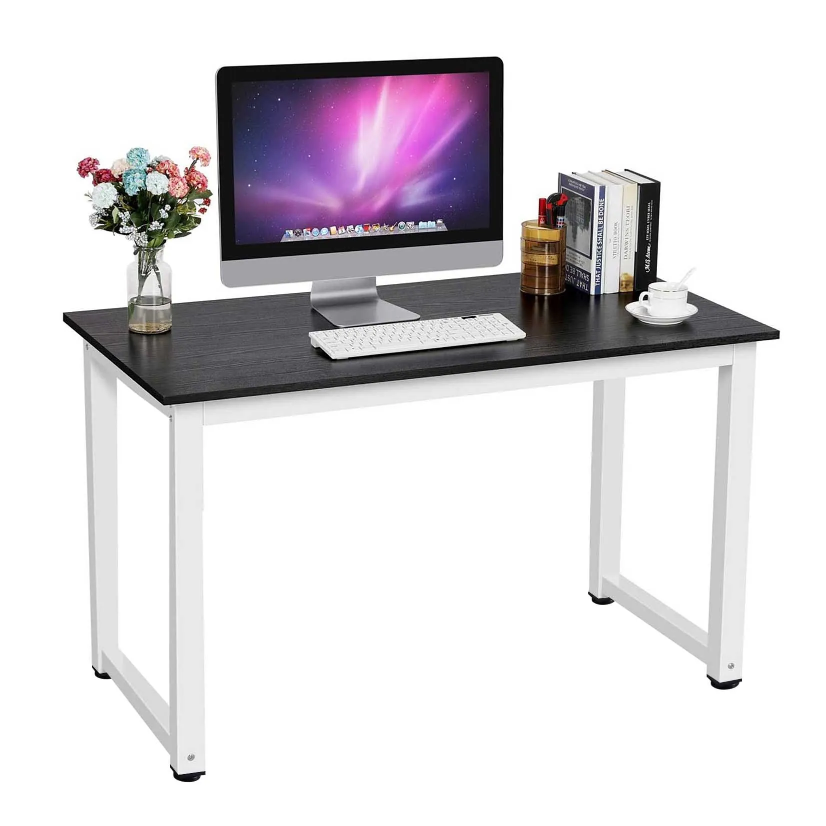 110x60x75CM Computer Desk Laptop Table Study Workstation Office Home Furniture Multi-Function Dining Table Wood Black[US-Depot]