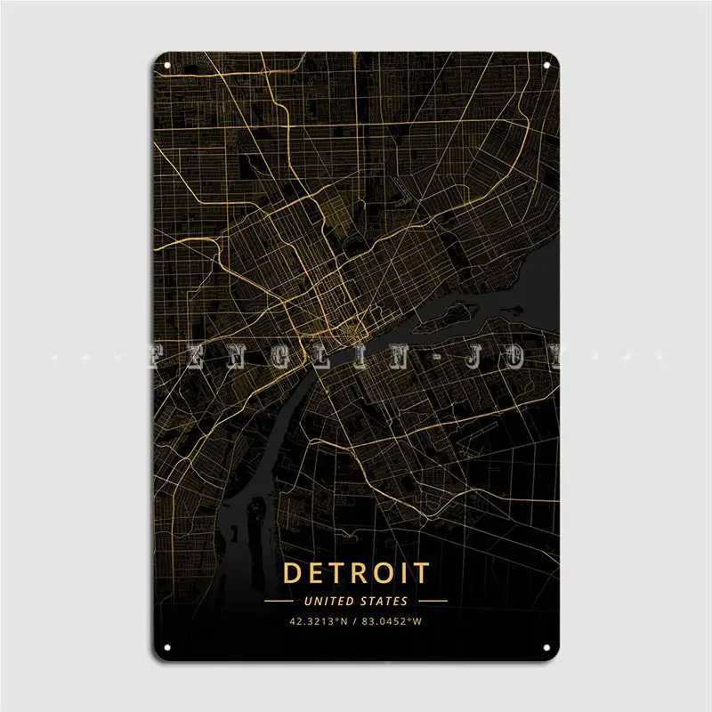 Detroit United States Metal Plaque Poster Wall Cave Cinema Plaques Custom Tin Sign Poster