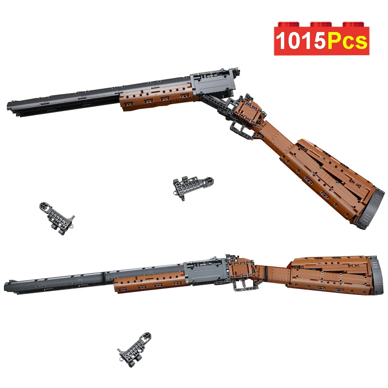 Military Series Double-Barreled Shotgun Grenade Gun Model Building Blocks Technical Weapons With Bullet Bricks MOC Toys Kid Gift