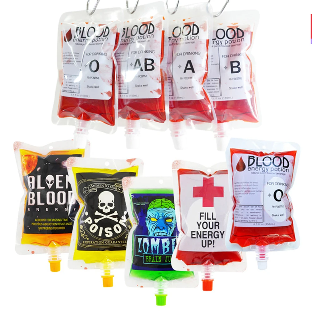 Halloween Decoration 250ml Skull Vampire Blood Drink Bags Cosplay Drinks Container Bag Party Decor Supplies Ornament Accessories