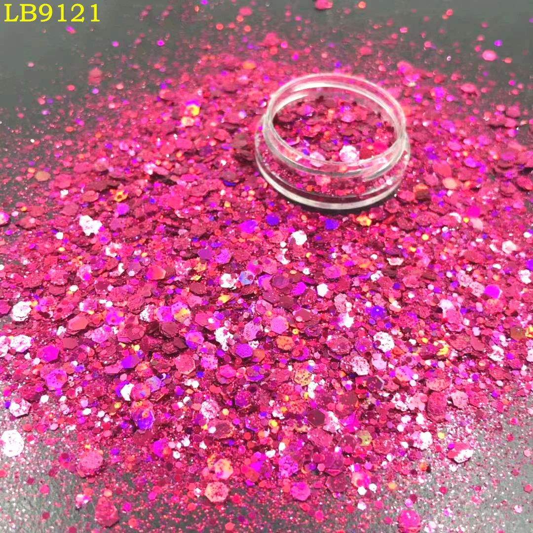 1kg 1000g 24 Color Sparkly Flower Pink Glitter Powder Bulk Mixed Size Epoxy Resin Chunky Holographic Nail Art Glitter Sequins