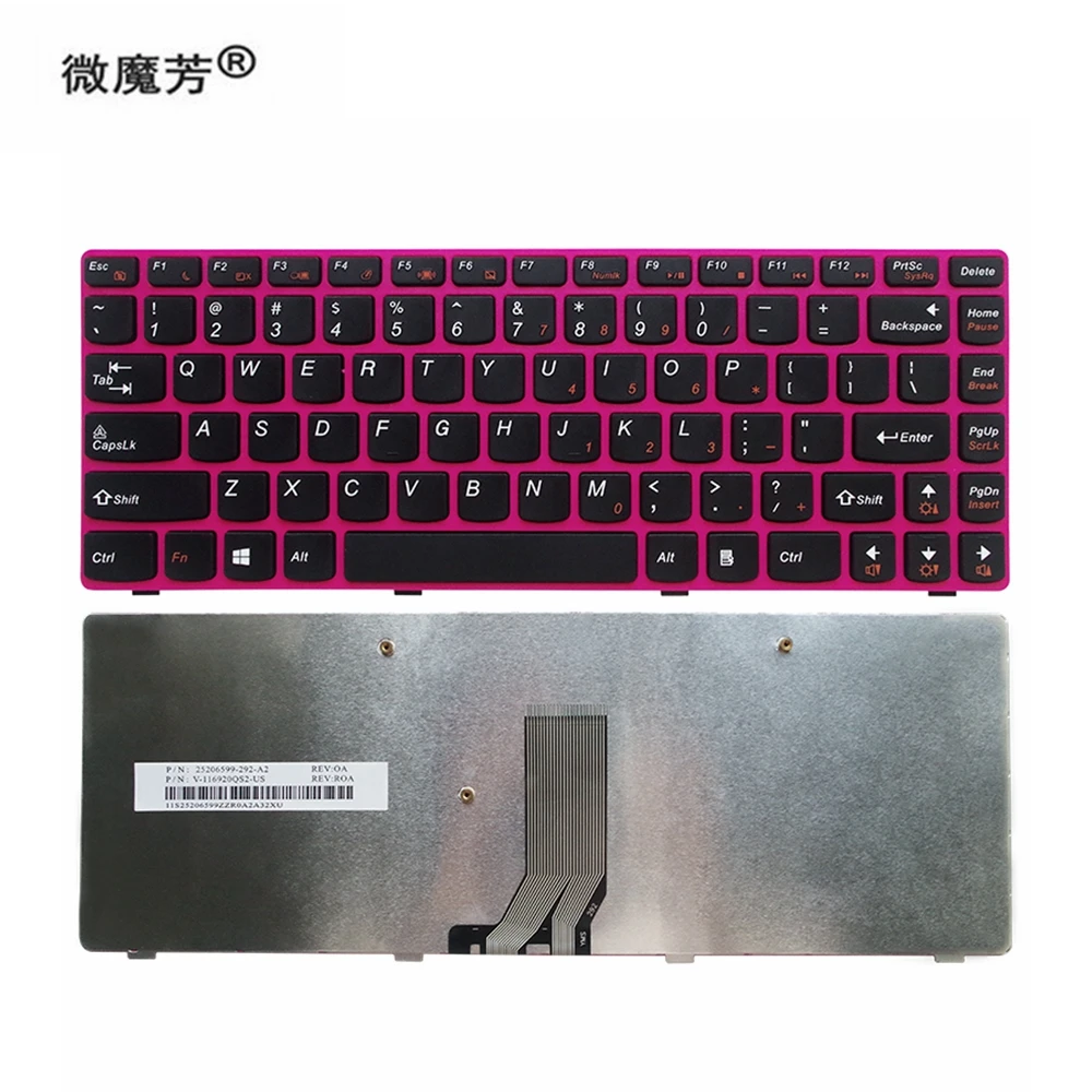 

New Keyboard for Lenovo G480 G485 Z380 Z480 Z485 US Black button Pink border laptop keyboard