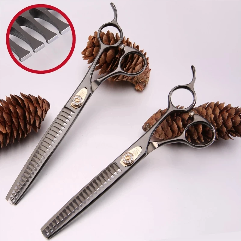 Fenice Professionele JP440c 7 Inch 7.5 Inch Titanium Gecoat Pet Dog Grooming Chunker Dunner Shears Schaar