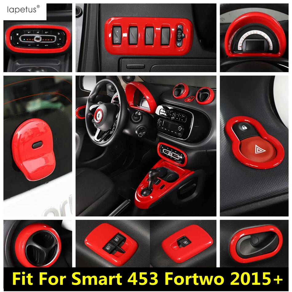 For Smart 453 Fortwo 2015 - 2021 Dashboard AC Air Vent Window Lift Head Lamp Warning Light Cover Trim Red Accessories Interior