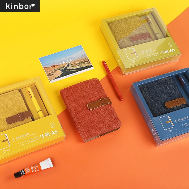 Notebook manuale Kinbor A6 con penna a sfera multicolore da 0.7MM