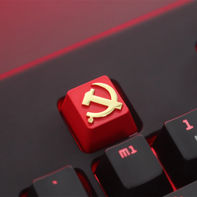 Keycap 1 PCS Communist Party or Pentagram Embossed Zinc Aluminum Metal Keycaps Mechanical Keyboard R4 Height for Cherry MX axis