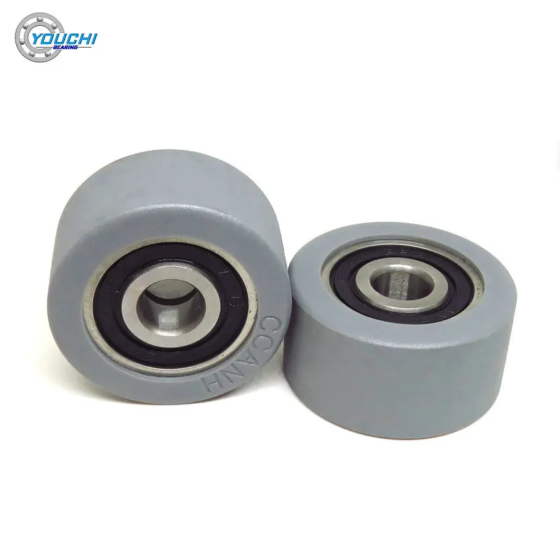 40mm PU Coated Rollers With Double 6200RS Bearings 10x40x20 mm PUT620040-20 High Loading Mute Sliding Door Bearing Pulleys