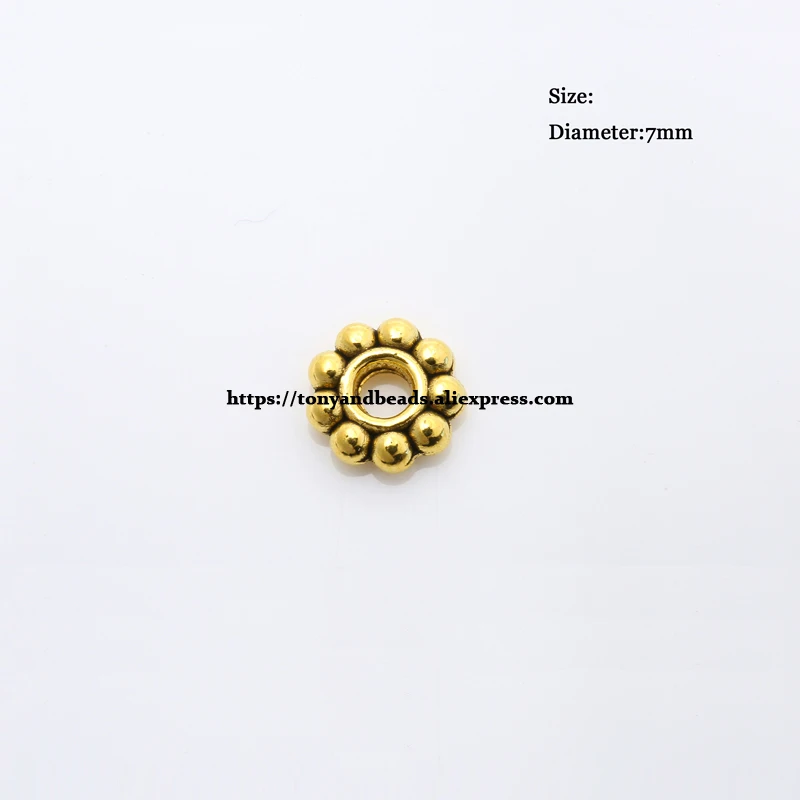 (50 Stück / Los!) Europäischer Spacer-Charm-Verbinder, Crimp-Endperlen aus Legierung in Antikgoldfarbe, geeignet für die Armbandherstellung. – Detail 32