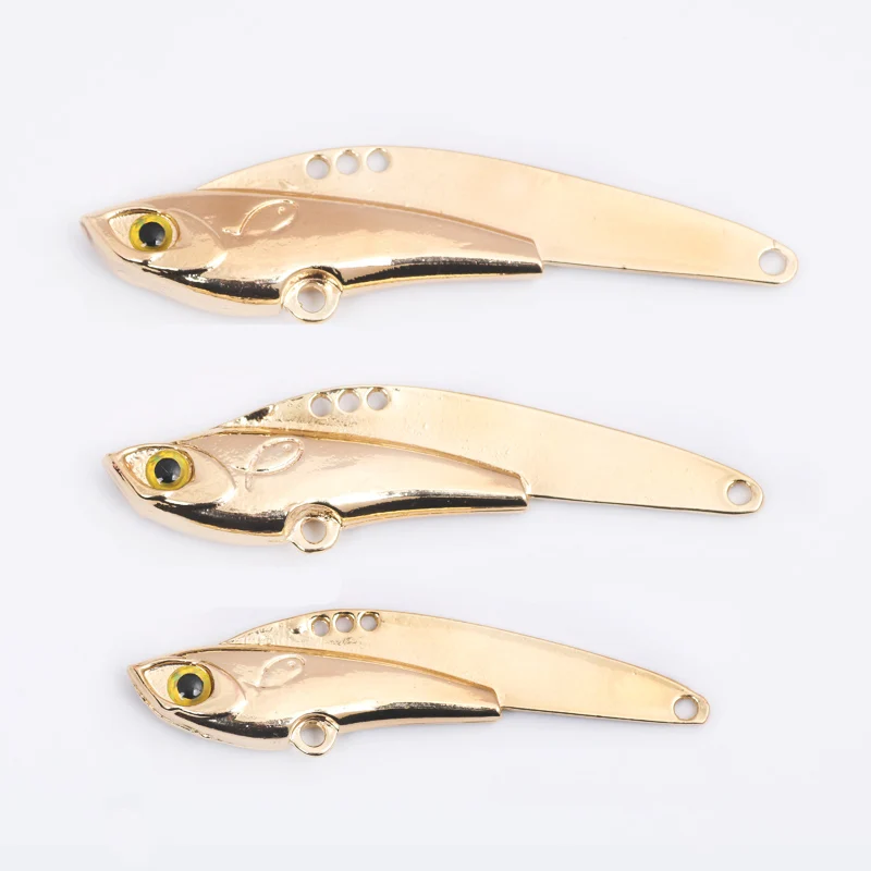 Variety of styles Gold Silver Metal VIB Lures Strong vivid Vibrations Spoon Lure Fishing bait Bass Artificial Hard Bait 3D Eyes