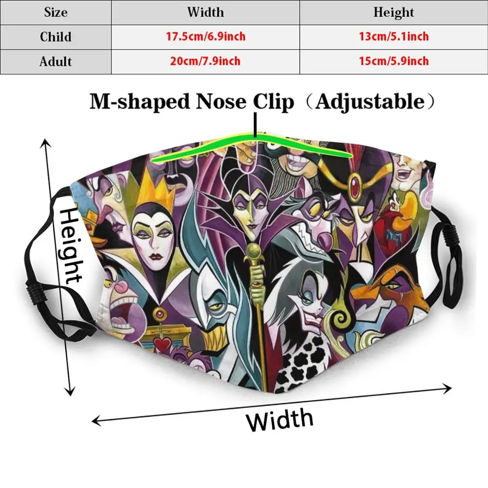 Villains Adult Kids Anti Dust Filter Diy Mask Villains Fairytales Villains Magic Fantasy Adventure Action Enchanted Characters