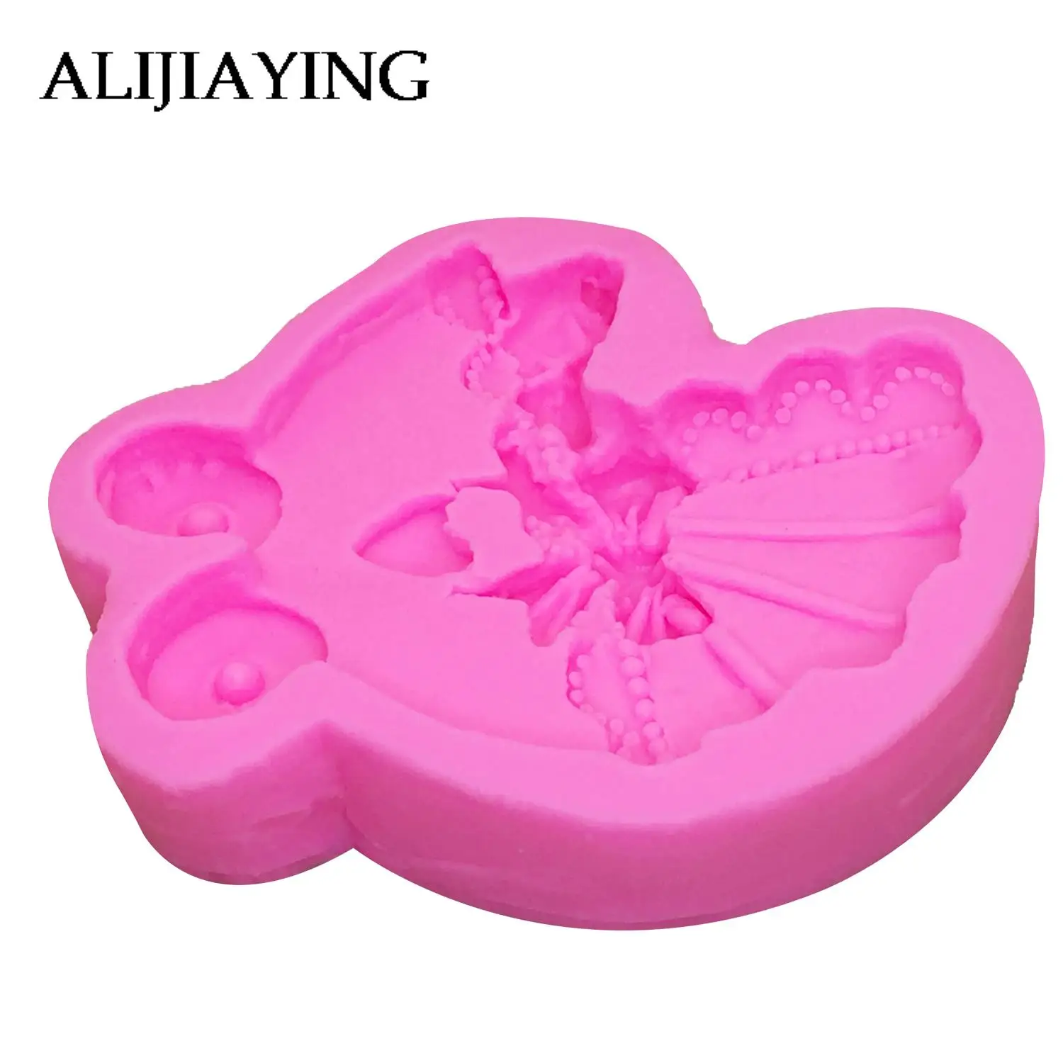 M911 Sugarcraft Baby car Carriage Silicone mold Bow tie fondant mold cake decorating tools chocolate gumpaste mold