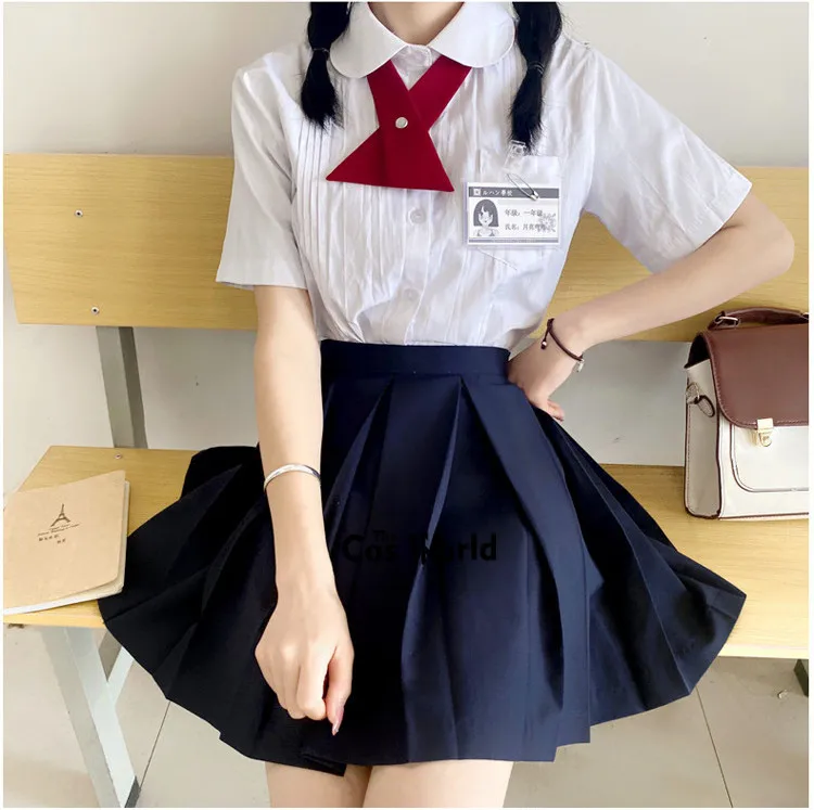 Japanese Girl\'s Summer High Waist Pleated Plaid Skirts For JK School Uniform Students Cloths