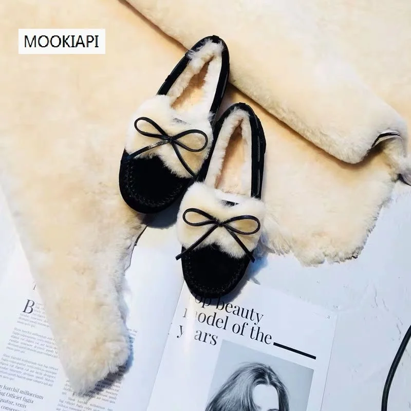 MOOKIAPI Chinese brand high quality women\'s shoes, 100% genuineleather, pure wool, classic Lefu shoes, 5 colors, free delivery