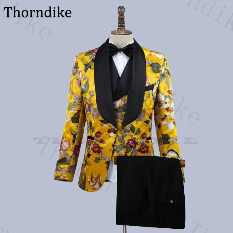 

Thorndike Yellow Men Suit Set Shawl Lapel Party Suits Custom Made Slim Fit Suit Jacket & Vest & Pant Wedding Suit 3 Pcs Suit Set