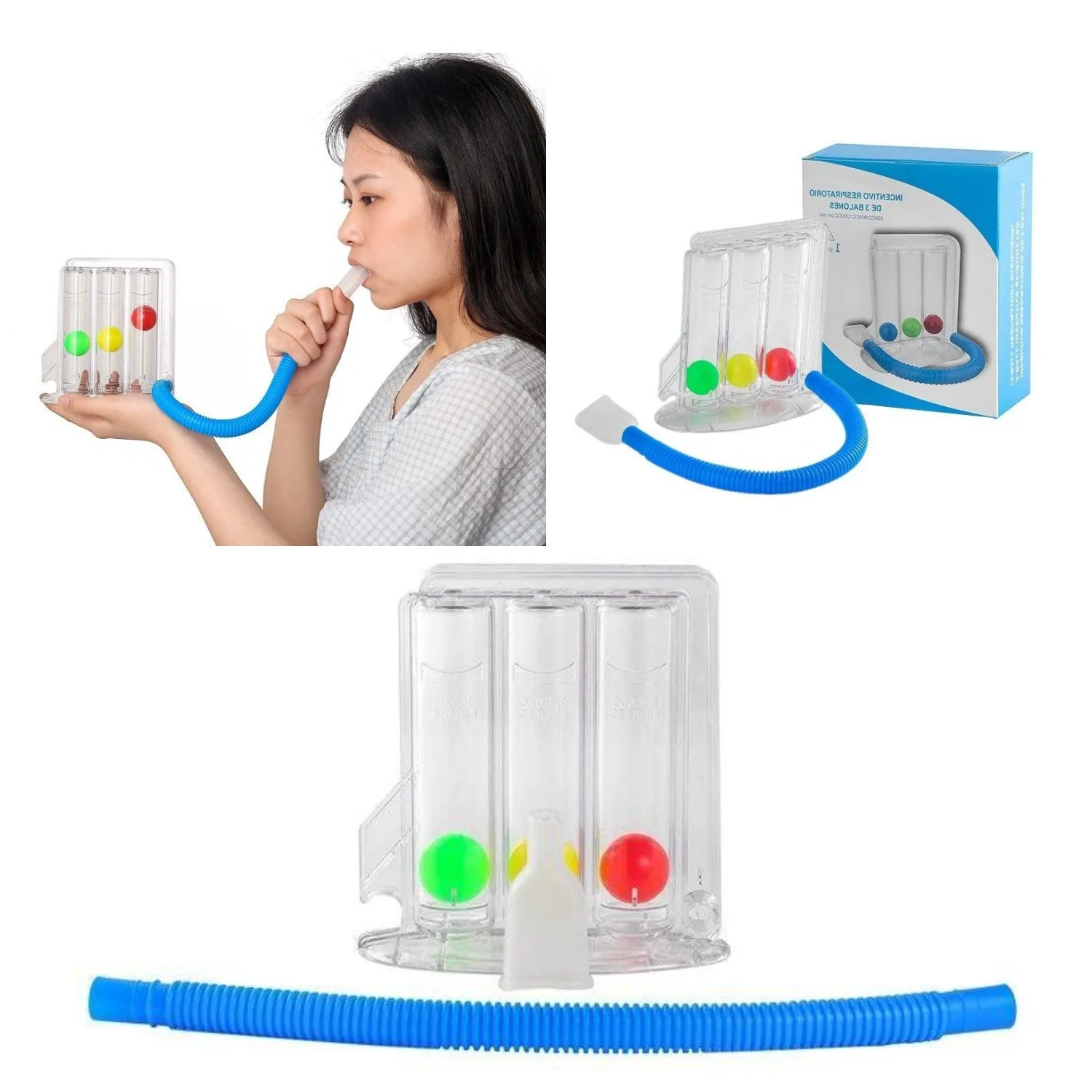 Lung Function Breathing Exerciser 3 Balls Breathing Trainer  Vital Capacity Lung Function Improvement Rehabilitation Equipment