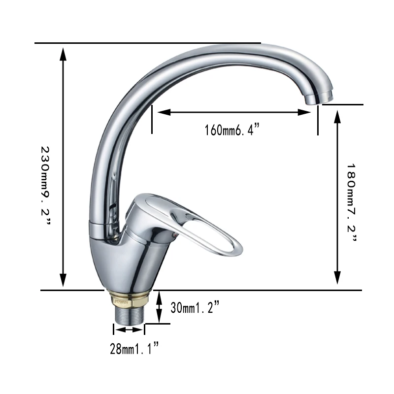 JIENI Chrome Kitchen Faucet 360 Swivel Degree Rotation Chrome Polish Faucet Stainless Steel Kitchen Basin Sink Mixer Tap