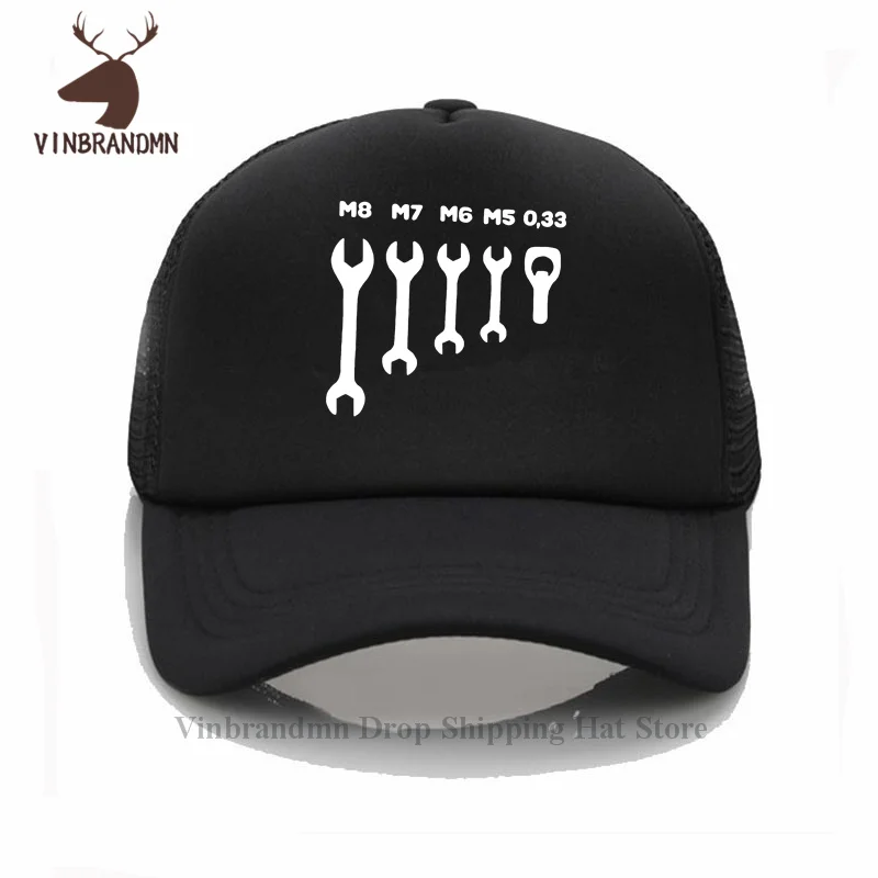 Newest funny wrench jaw spanner beer car mechanic gift Baseball cap Design hat Round Collar Bucket hat Fitness Funny Fishing hat